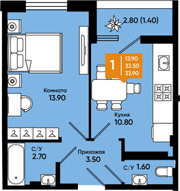 35,3 м², 1-комнатная квартира 4 130 100 ₽ - изображение 38