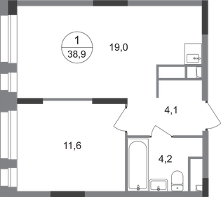 Квартира 38,9 м², 1-комнатная - изображение 1