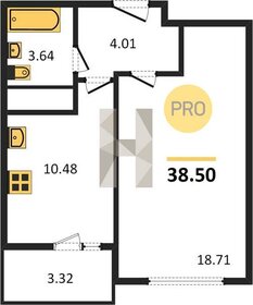 Квартира 38,5 м², 1-комнатная - изображение 1