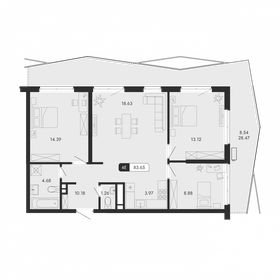 Квартира 83,7 м², 4-комнатная - изображение 1
