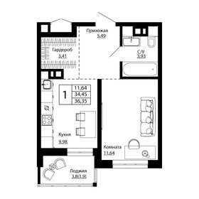 Квартира 36,2 м², 1-комнатная - изображение 1