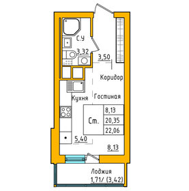 Квартира 22,1 м², студия - изображение 1