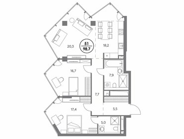 136,1 м², 3-комнатная квартира 106 500 000 ₽ - изображение 90