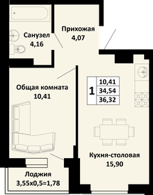 Квартира 36,3 м², 1-комнатная - изображение 1