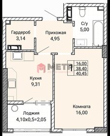 Квартира 40,5 м², 1-комнатная - изображение 1