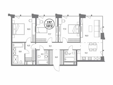 186,4 м², 4-комнатные апартаменты 132 890 152 ₽ - изображение 89