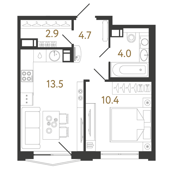 35,5 м², 1-комнатная квартира 11 746 386 ₽ - изображение 1