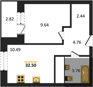 Квартира 32,5 м², 1-комнатная - изображение 1