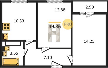 Квартира 49,9 м², 2-комнатная - изображение 1