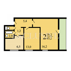 Квартира 45 м², 2-комнатная - изображение 2