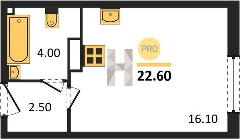 Квартира 22,6 м², студия - изображение 1