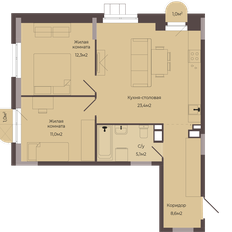 Квартира 61 м², 2-комнатная - изображение 2