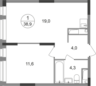 Квартира 38,9 м², 1-комнатная - изображение 1