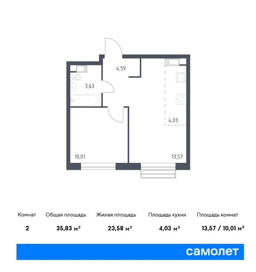 35,8 м², 1-комнатная квартира 11 621 941 ₽ - изображение 20