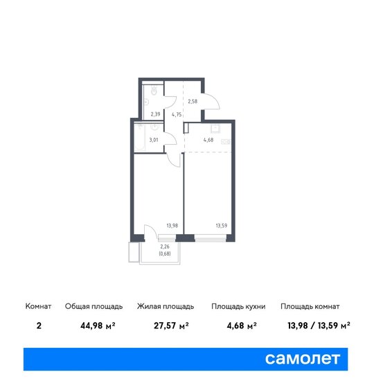 45 м², 1-комнатная квартира 8 778 922 ₽ - изображение 1