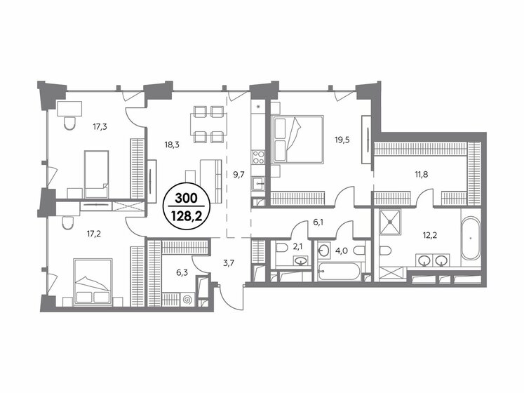 128,2 м², 3-комнатная квартира 83 458 200 ₽ - изображение 1