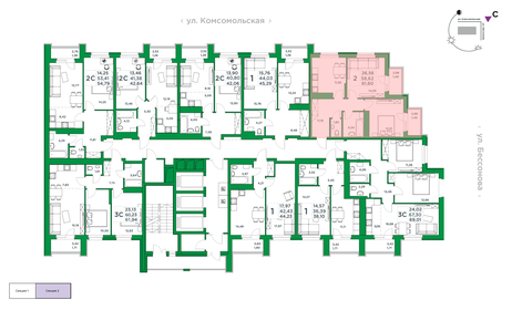 Квартира 58,7 м², 2-комнатная - изображение 2