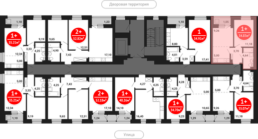 Квартира 34,8 м², 1-комнатная - изображение 2