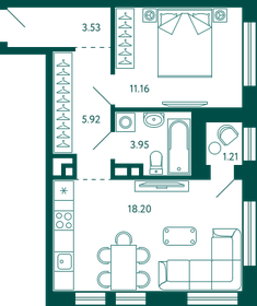 43,4 м², 1-комнатная квартира 8 520 557 ₽ - изображение 10