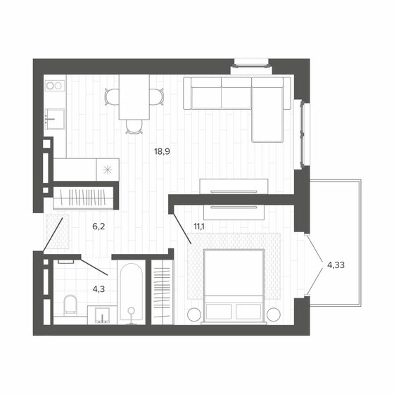 41,8 м², 2-комнатная квартира 7 910 000 ₽ - изображение 1