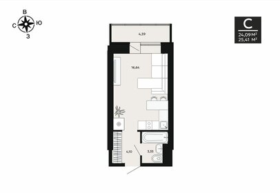 Квартира 25,4 м², 1-комнатная - изображение 1