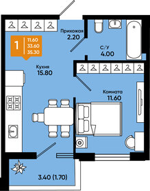 34,3 м², 1-комнатная квартира 4 150 300 ₽ - изображение 43