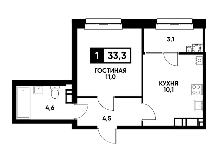 33,3 м², 1-комнатная квартира 3 479 850 ₽ - изображение 14