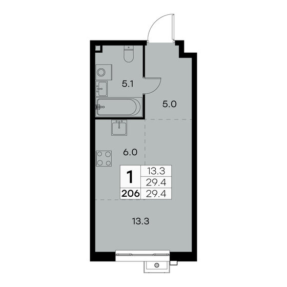 29,4 м², 1-комнатная квартира 8 530 704 ₽ - изображение 46