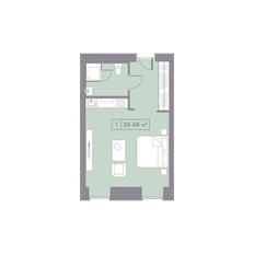Квартира 26,5 м², 1-комнатные - изображение 2