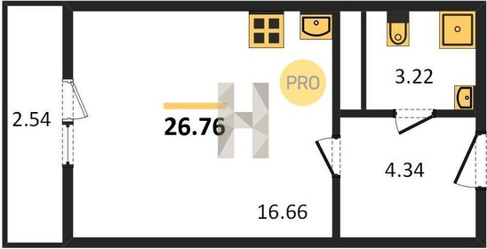 Квартира 26,8 м², студия - изображение 1