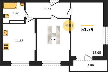 Квартира 51,8 м², 2-комнатная - изображение 1