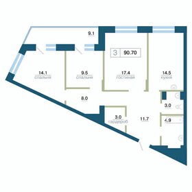 Квартира 90,7 м², 3-комнатная - изображение 1