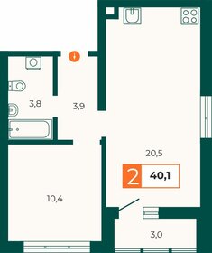 Квартира 41,6 м², 1-комнатная - изображение 2