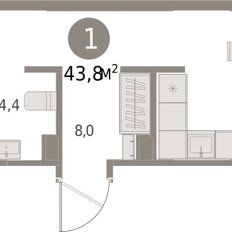 Квартира 43,8 м², 1-комнатная - изображение 3