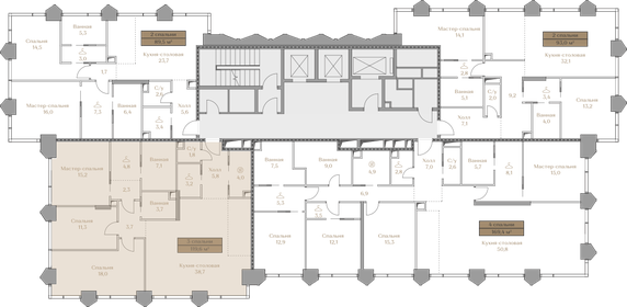 Квартира 119,6 м², 3-комнатная - изображение 2