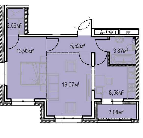 53,6 м², 2-комнатная квартира 7 773 450 ₽ - изображение 1
