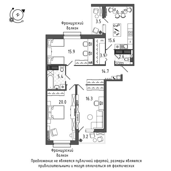 100,3 м², 3-комнатная квартира 21 572 740 ₽ - изображение 35