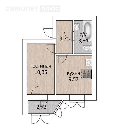 28,8 м², 1-комнатная квартира 5 100 000 ₽ - изображение 51