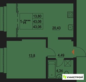 Квартира 43,1 м², 1-комнатная - изображение 1