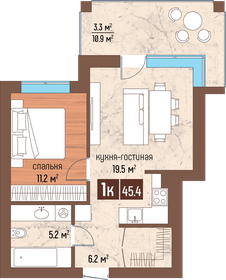 Квартира 45,4 м², 1-комнатная - изображение 1