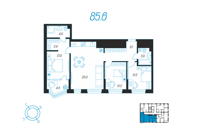 126,8 м², 3-комнатная квартира 18 600 000 ₽ - изображение 77