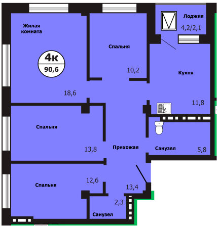 58,6 м², 2-комнатная квартира 7 100 000 ₽ - изображение 76