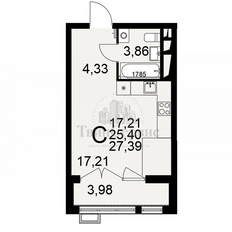 Квартира 27,4 м², студия - изображение 1