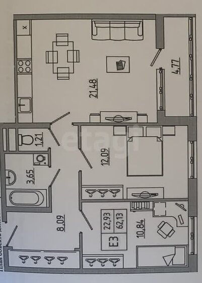 62,1 м², 2-комнатная квартира 6 700 000 ₽ - изображение 1