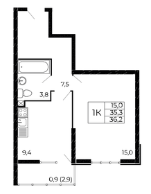 Квартира 36,2 м², 1-комнатная - изображение 1