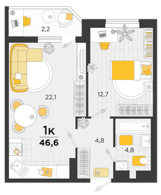 46,3 м², 1-комнатная квартира 7 162 610 ₽ - изображение 17