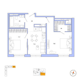 Квартира 53,2 м², 2-комнатная - изображение 1