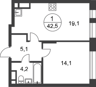 44,4 м², 1-комнатная квартира 12 276 449 ₽ - изображение 20