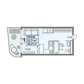 28,1 м², апартаменты-студия 8 151 900 ₽ - изображение 24