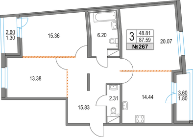 88 м², 3-комнатная квартира 18 740 000 ₽ - изображение 132